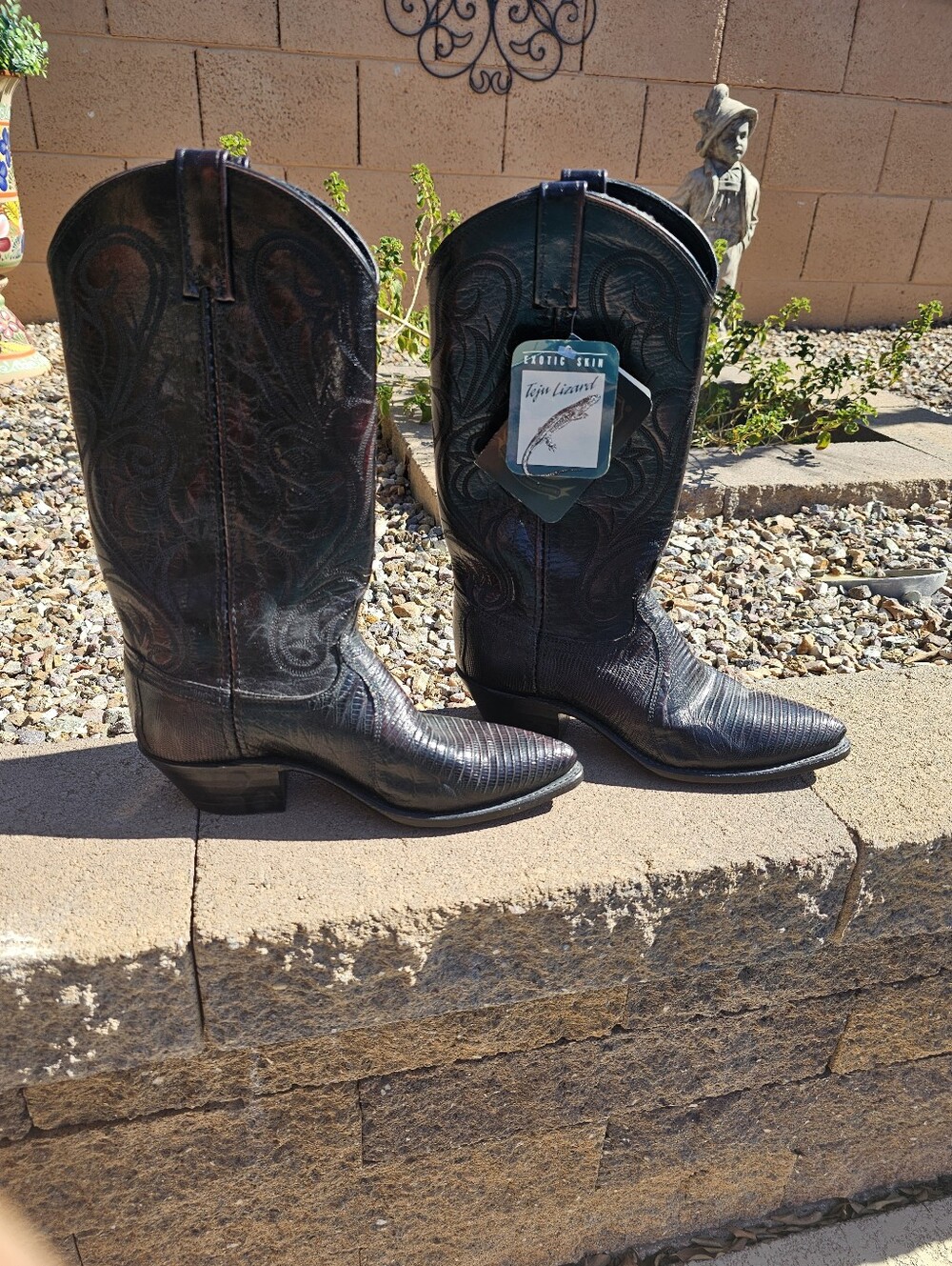 Vintage Dan Post Women’s Teju Lizard Exotic Cowboy Boots – Size 8